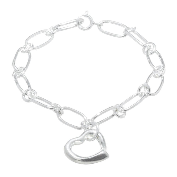 Pulsera de eslabones con corazón de Plata