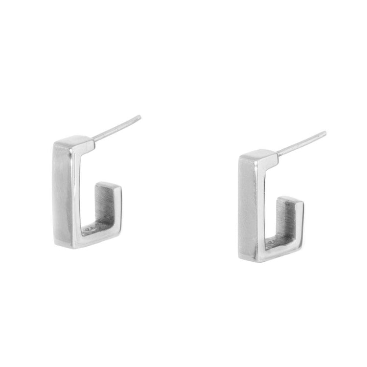 Arracadas de plata rectangulares