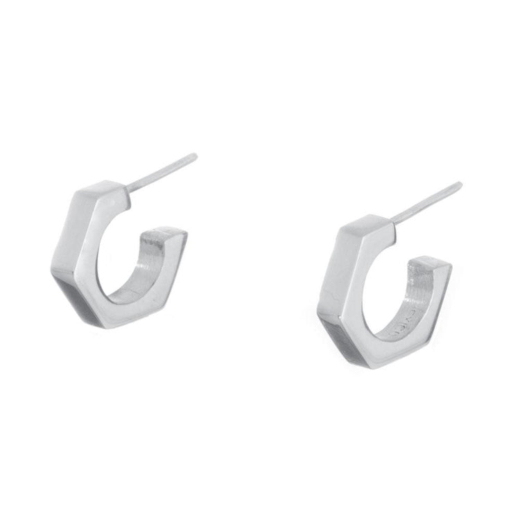 Arracadas de plata hexágono