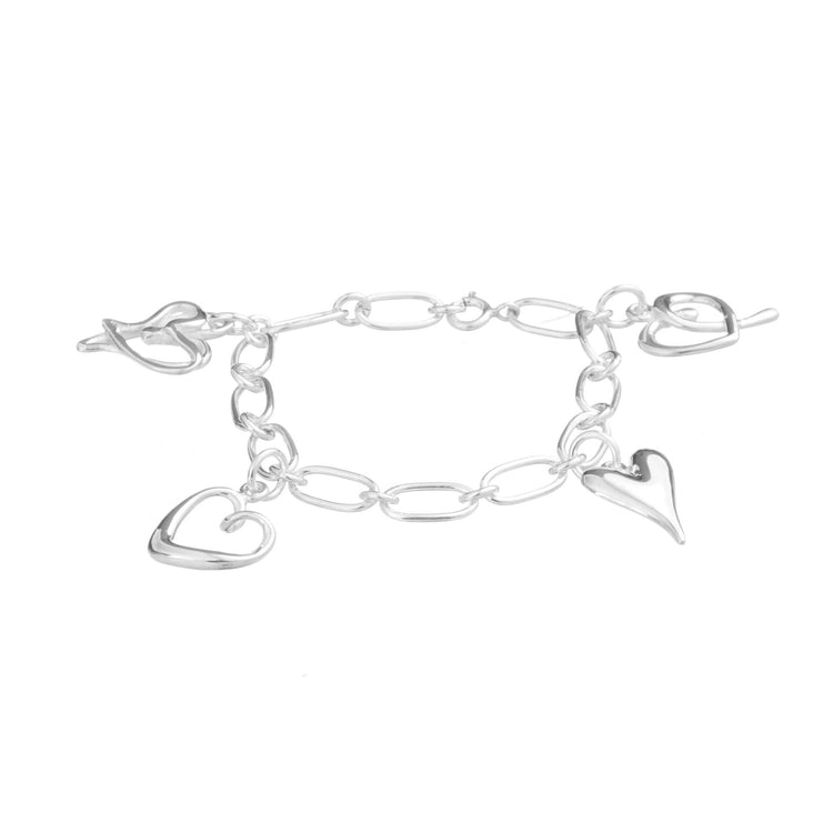 Silver bracelet with hearts