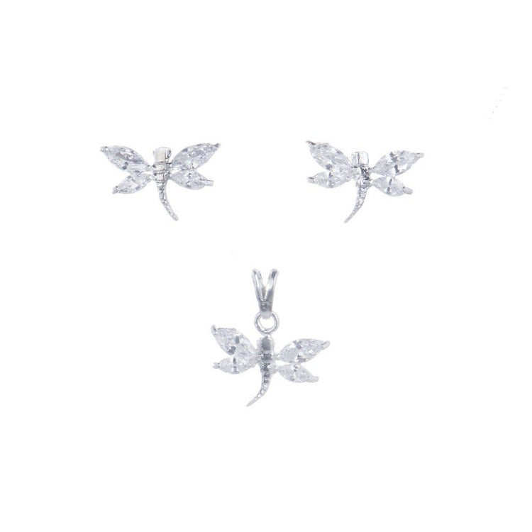 Dijes y aretes libélulas de Plata con zirconias