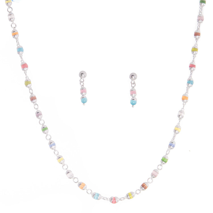 Collar de plata con piedras mini ojo de gato multicolor