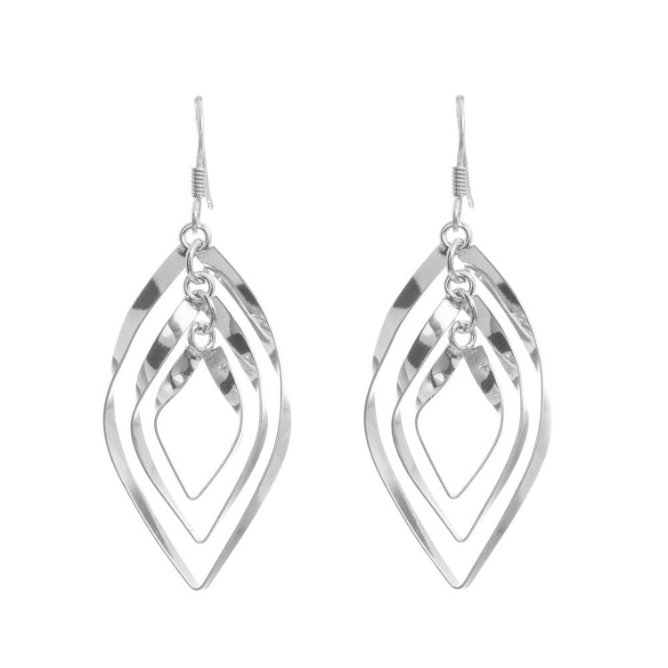 Aretes rombos ondeados de Plata