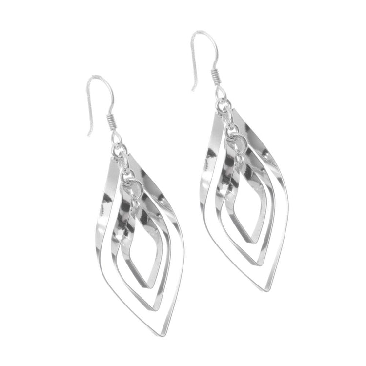 Aretes rombos ondeados de Plata