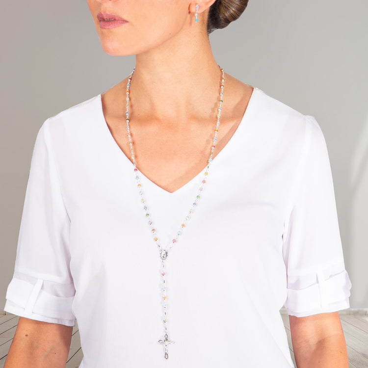 Collar Rosario ojo de gato con plata*