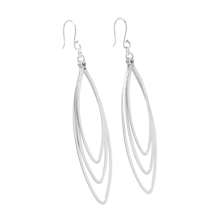 Aretes elipse móviles de plata grande