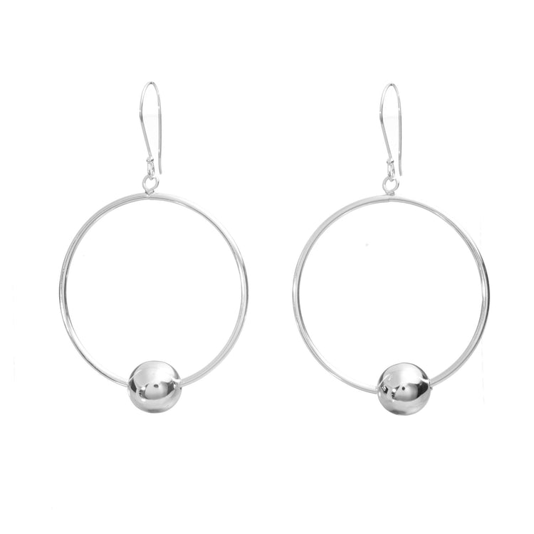 Aretes de aro con esfera de plata