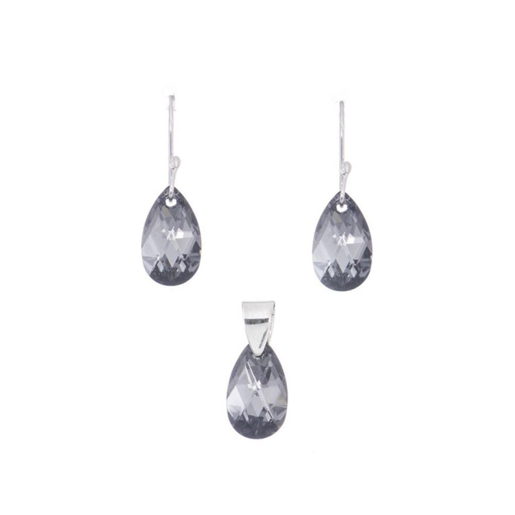 Dije y aretes de gotas con cristal cortado