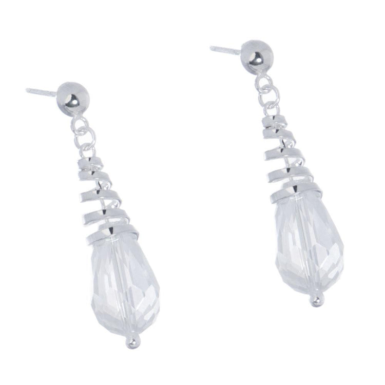 Aretes de espiral con gota de cristal