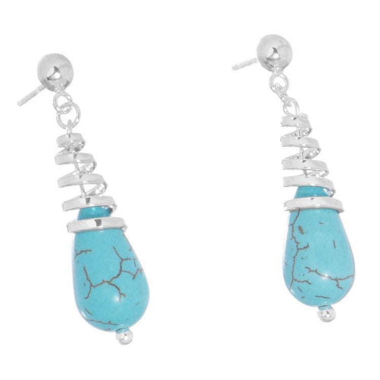 Aretes de espiral con gota de cristal