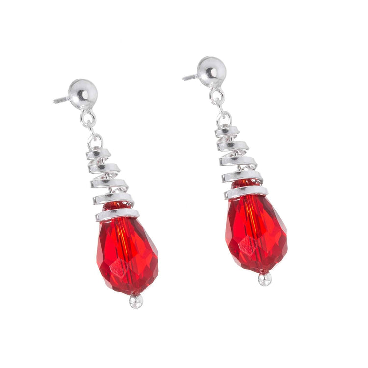 Aretes de espiral con gota de cristal