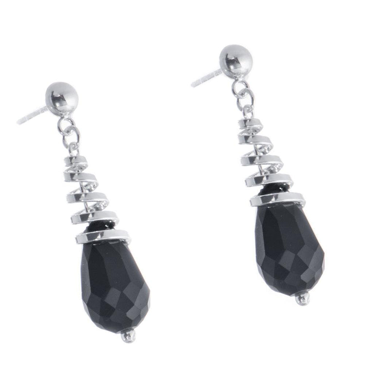 Aretes de espiral con gota de cristal