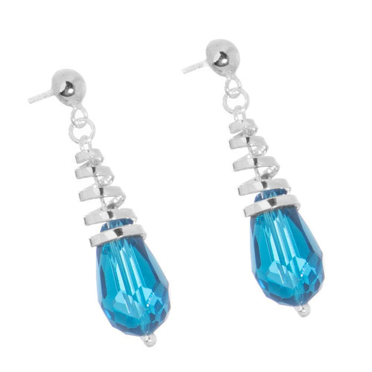 Aretes de espiral con gota de cristal