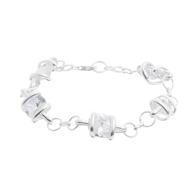 Pulsera de plata con zirconias grandes engarzadas