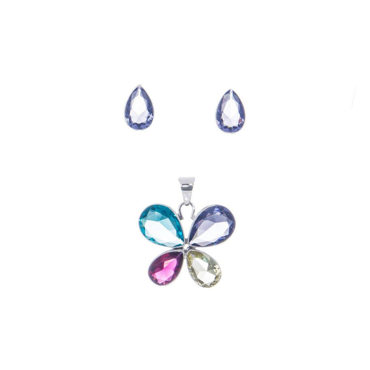 Cristal butterfly Set with silver bezel