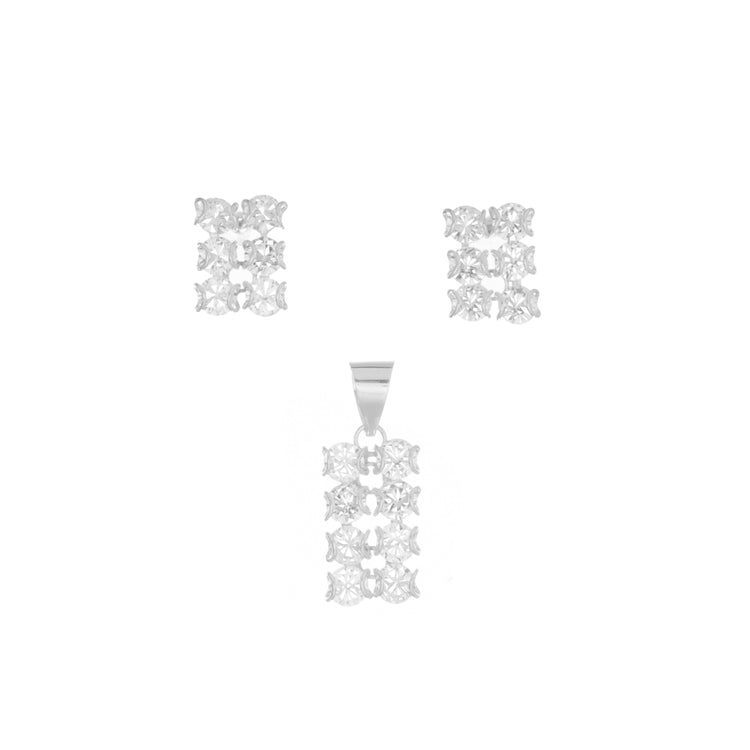 Juego de zirconias de rectángulo en plata