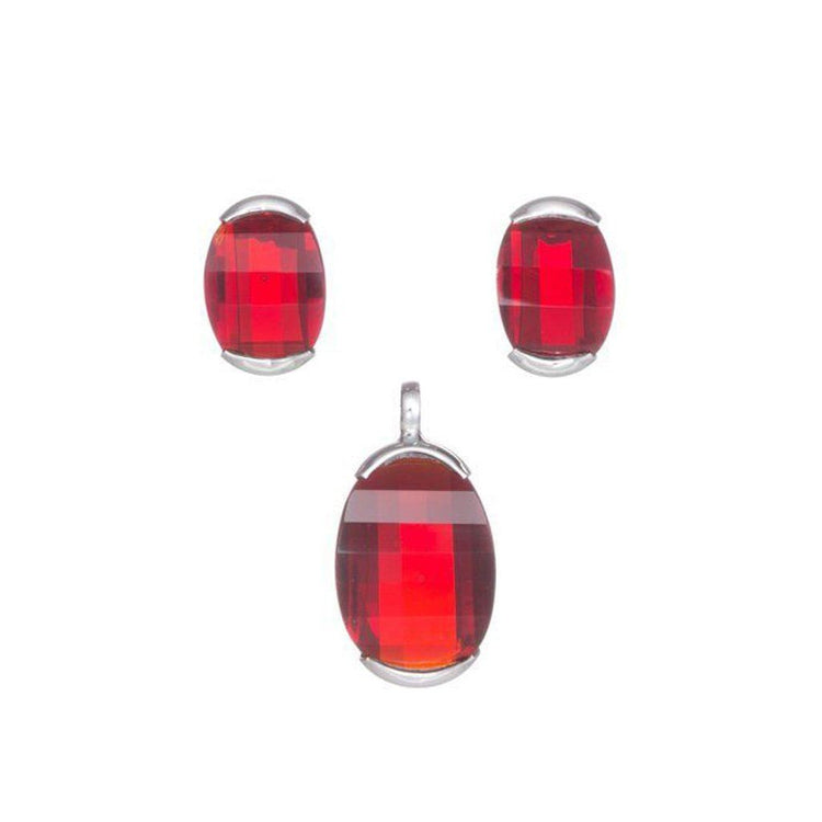 Juego de Plata y cristal ovoide