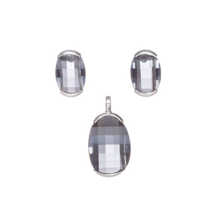 Juego de Plata y cristal ovoide