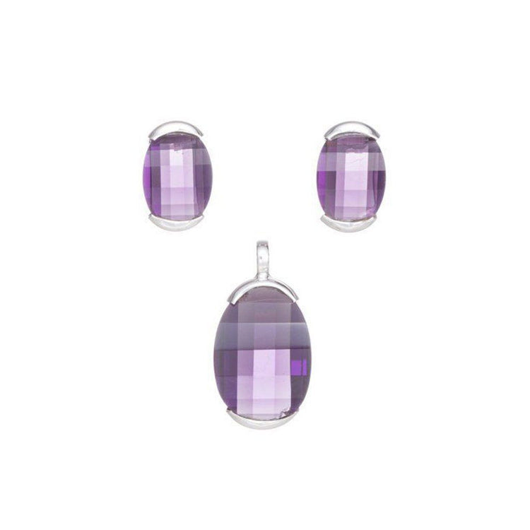 Juego de Plata y cristal ovoide