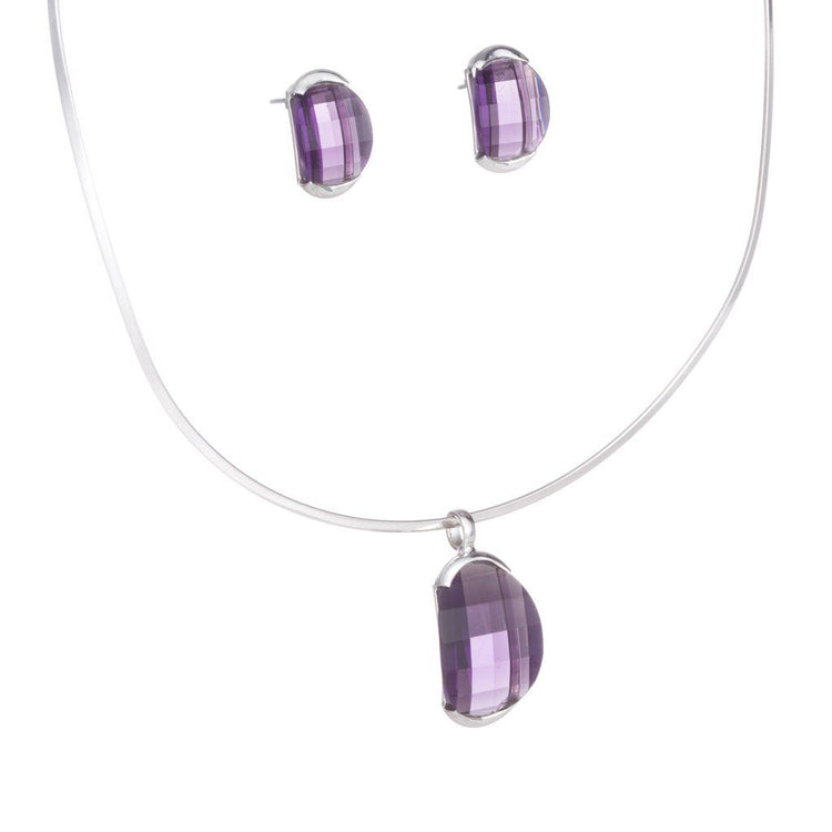 Juego de Plata y cristal ovoide