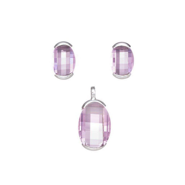 Juego de Plata y cristal ovoide