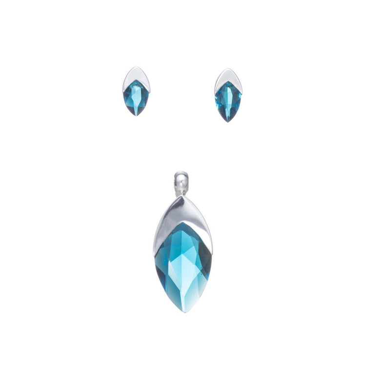 Dije y aretes de Plata con semilla de cristal