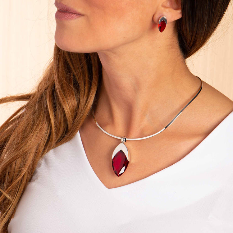 Dije y aretes de Plata con semilla de cristal