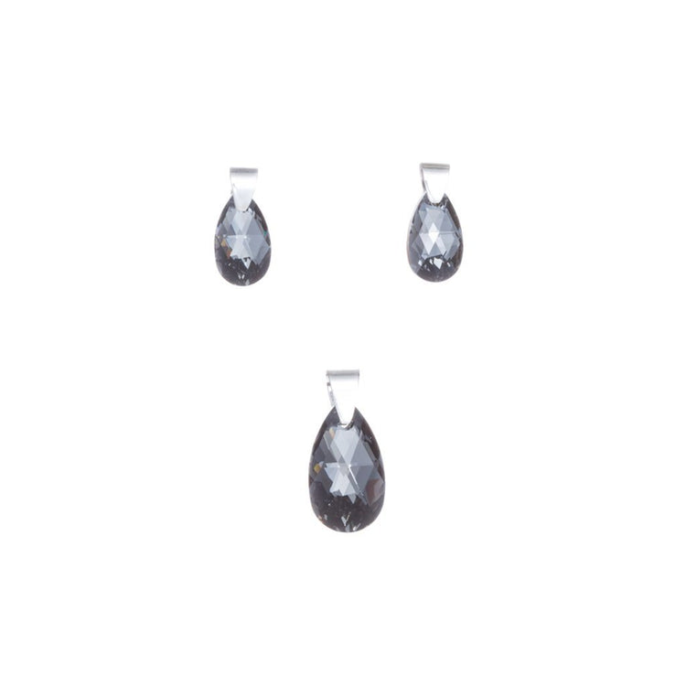 Dije y aretes de Plata con gotas de cristal esmaltado