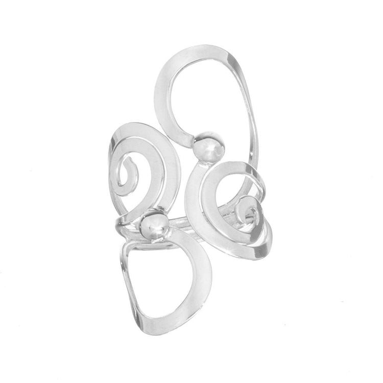 Anillo tiras de corazón de plata