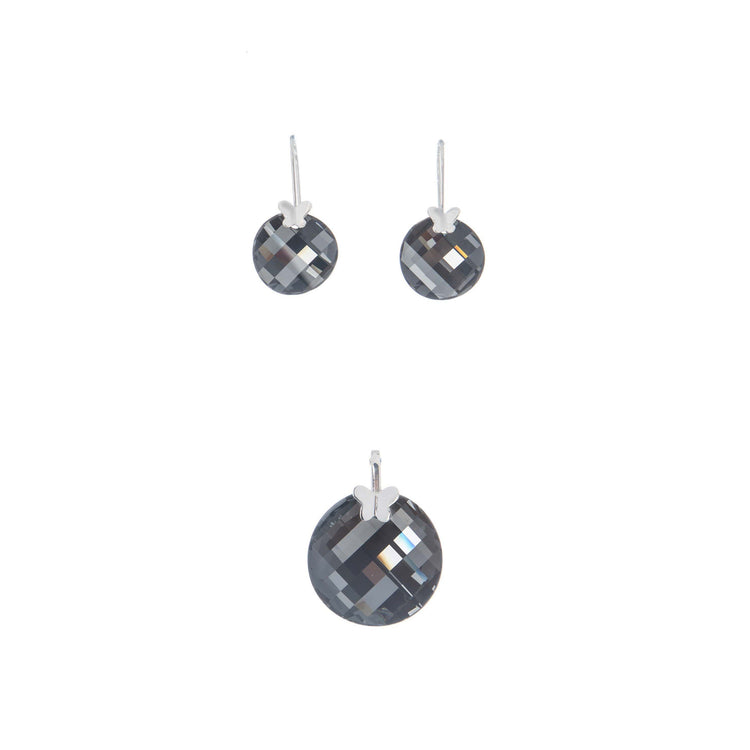 Juego mariposas de Plata sobre cristal esmaltado