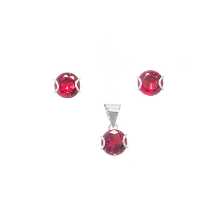 Dijes y aretes abrazo de zirconias con plata.