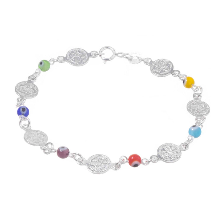 Pulsera de medallas de San Benito con ojitos