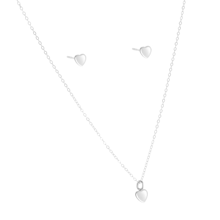 Juego de Plata corazón miniatura