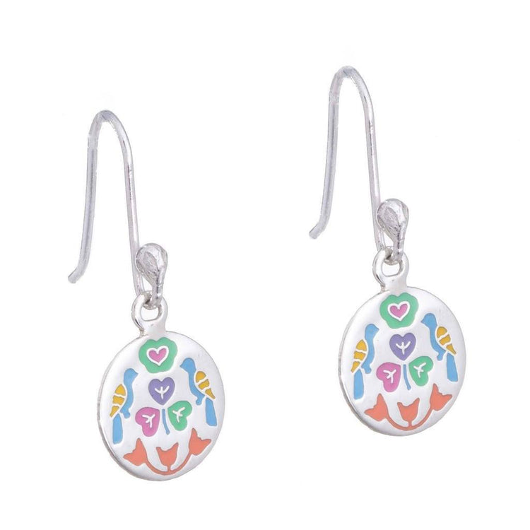 Aretes del amor esmaltados de plata
