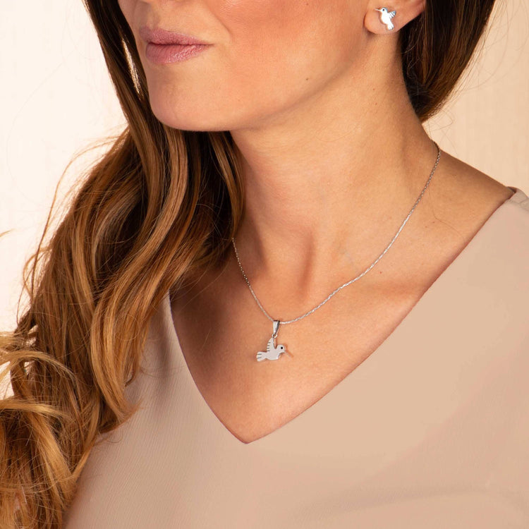 Dije y aretes colibrí de plata Pirch