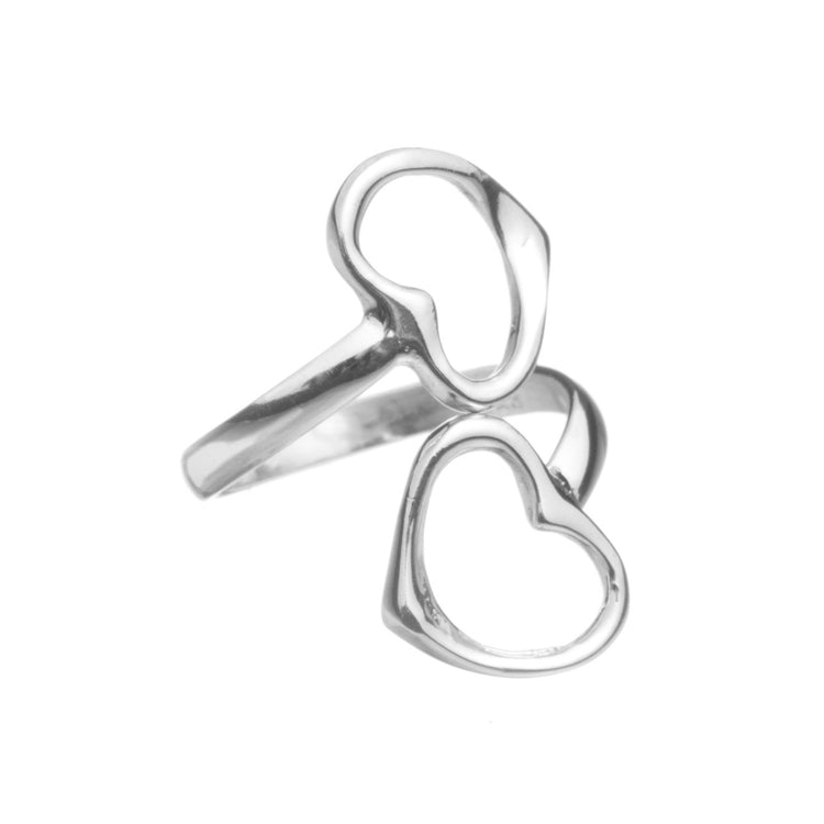 Anillo amor de pareja corazones de plata
