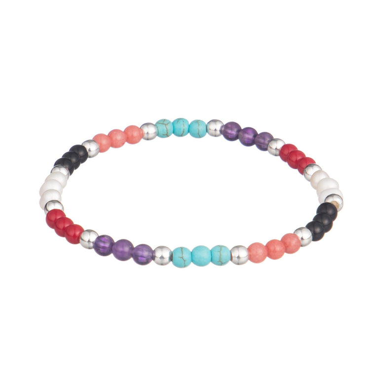 Pulsera piedras con plata intercalada