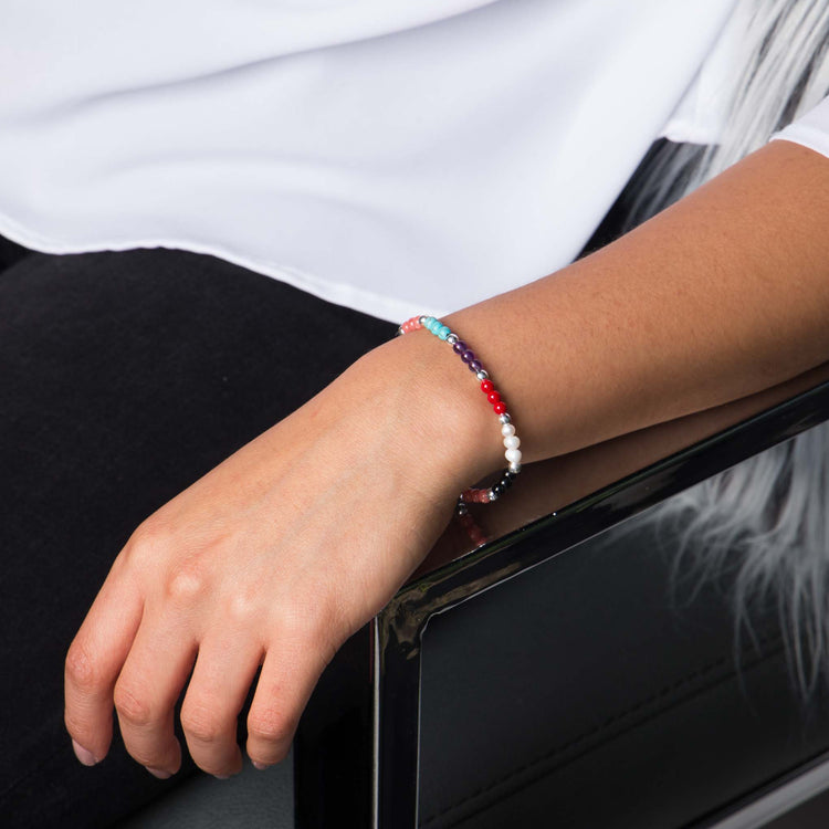 Pulsera piedras con plata intercalada