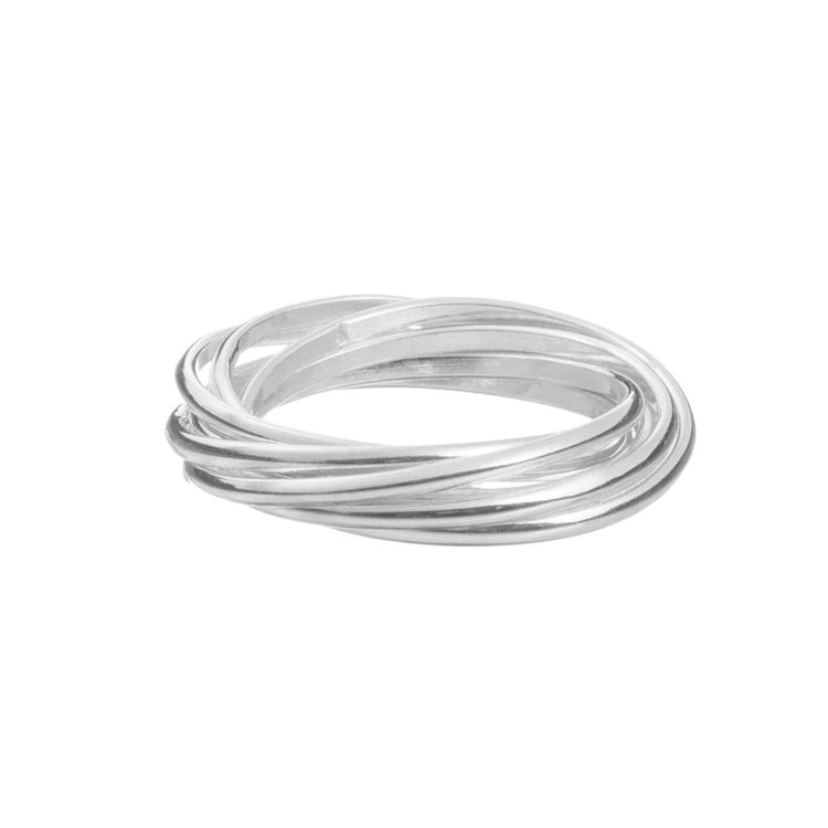 Anillo semanario entrelazado  de plata mexicana