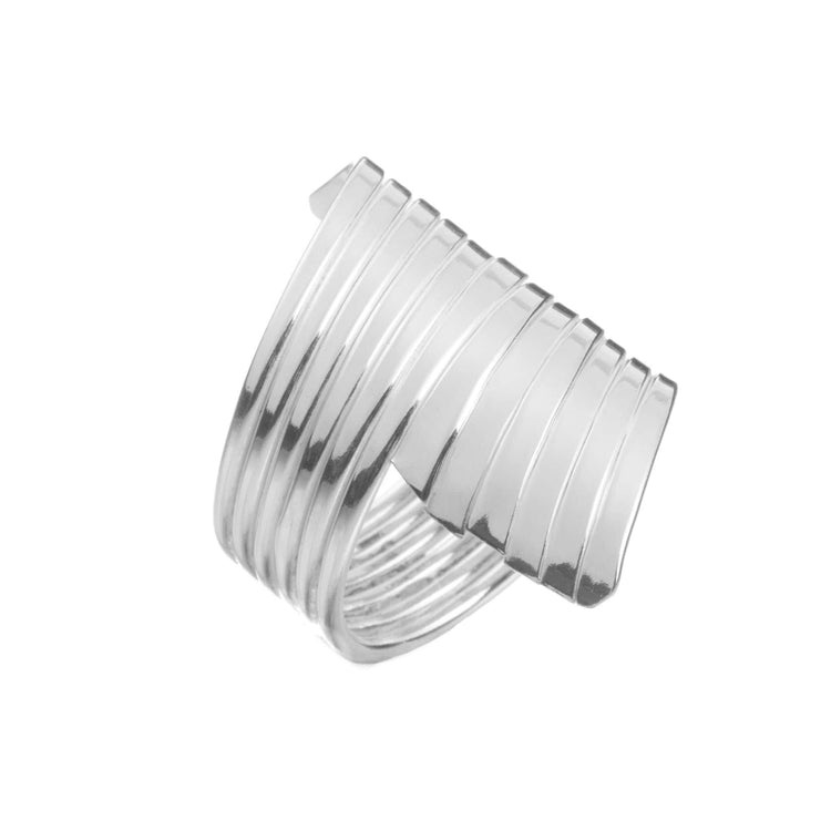 Anillo puntas aplastadas ajustable de plata mexicana