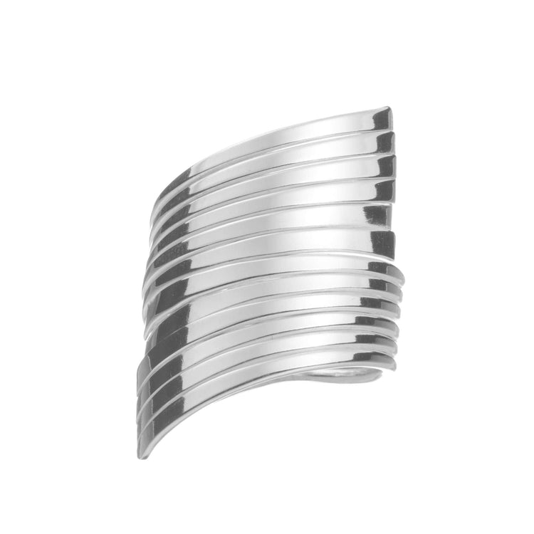 Anillo puntas aplastadas ajustable de plata mexicana