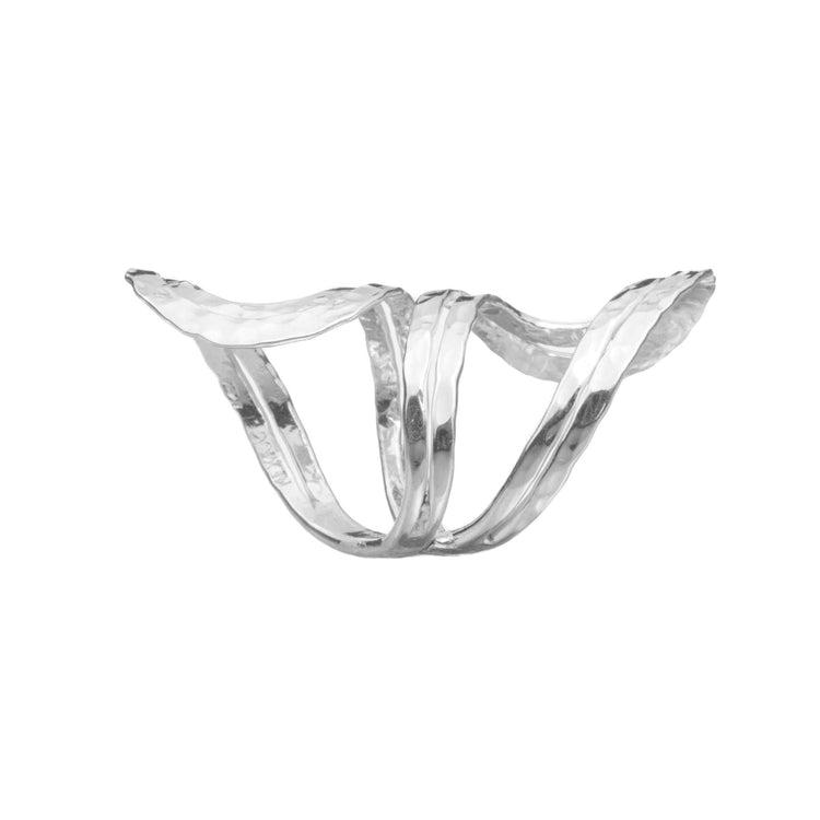 Anillo alambre doble martillado  de plata mexicana