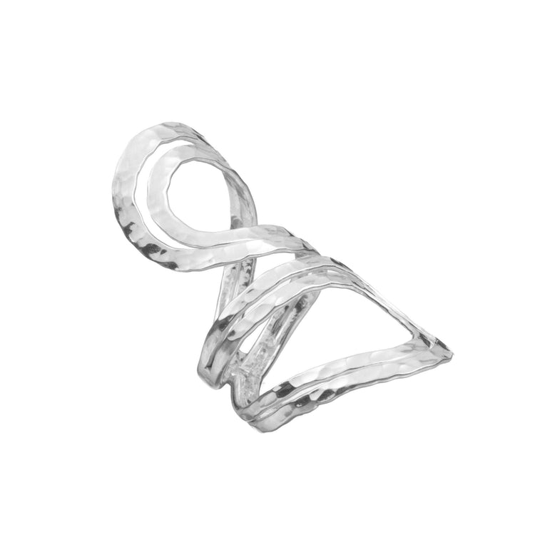 Anillo alambre doble martillado  de plata mexicana