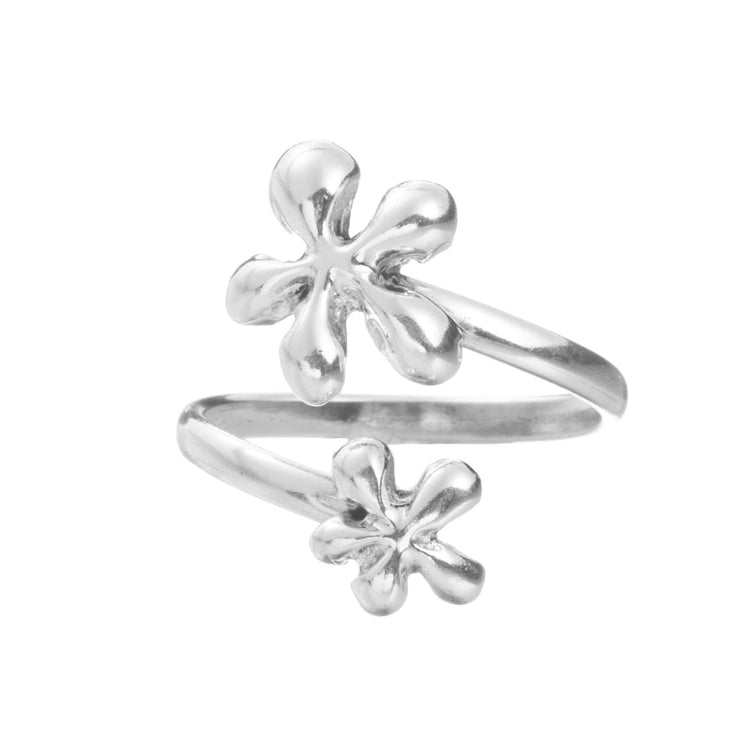 Anillo de flores de plata mexicana