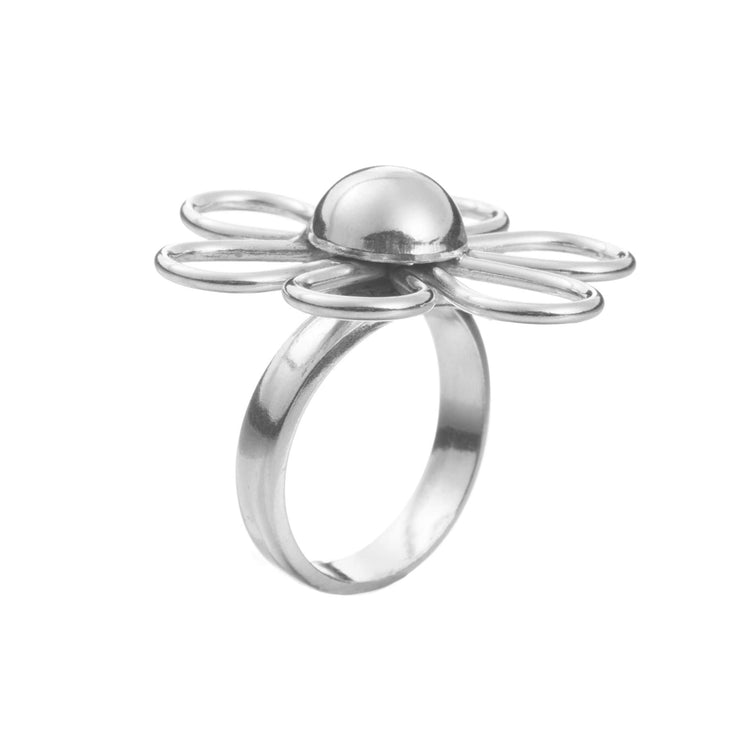 Anillo de flor de plata mexicana