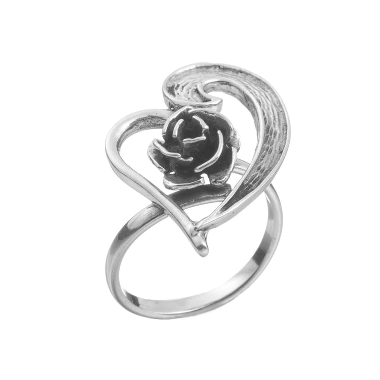 Anillo de corazón de plata mexicana