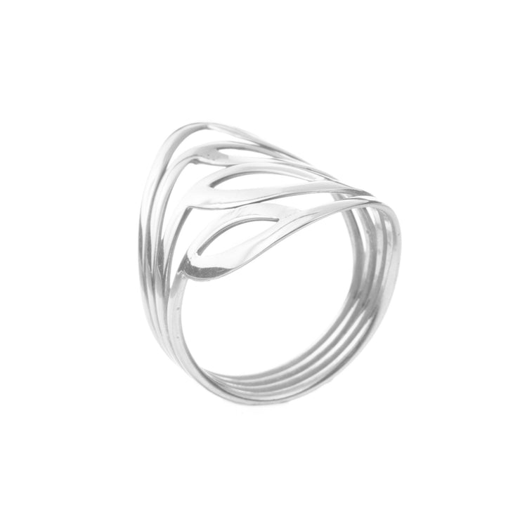 Anillo hojas continuas de plata de plata mexicana