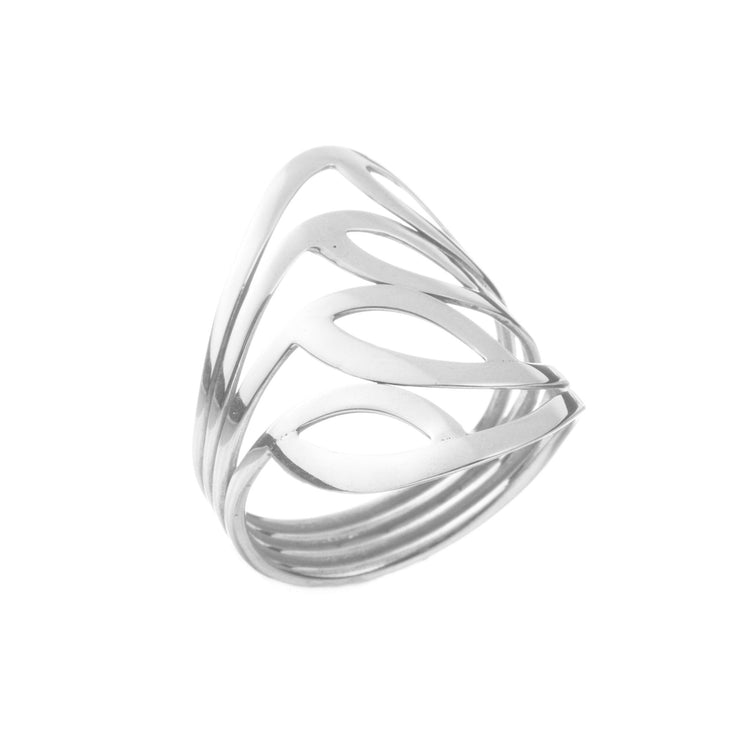 Anillo hojas continuas de plata de plata mexicana