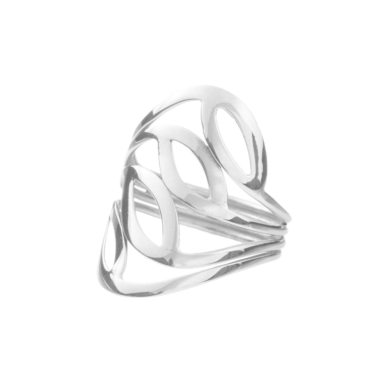 Anillo hojas continuas de plata de plata mexicana