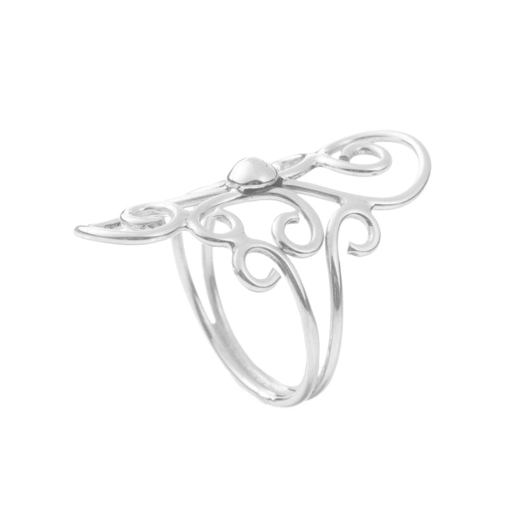 Anillo curvas barrocas de plata de plata mexicana